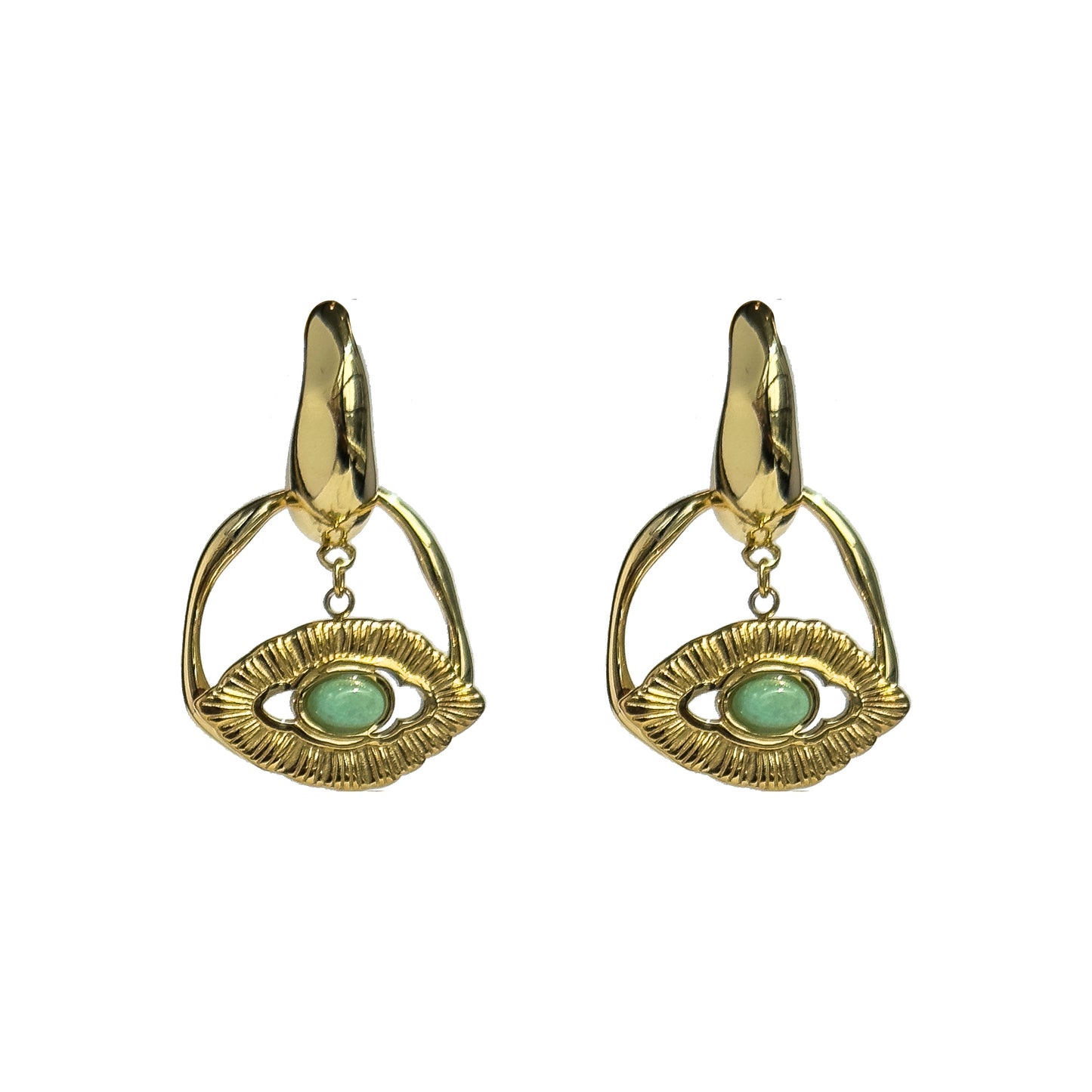 Oorbellen in de vorm van een oog en een ring