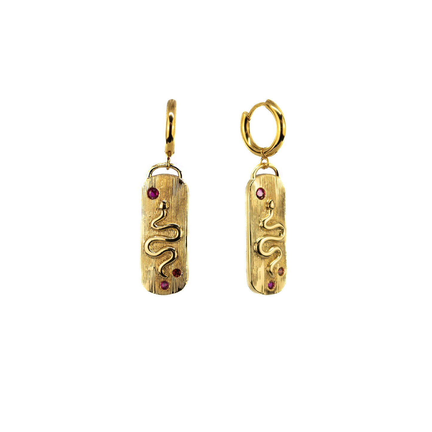 Set Oorringen met Roze Slang Bedel