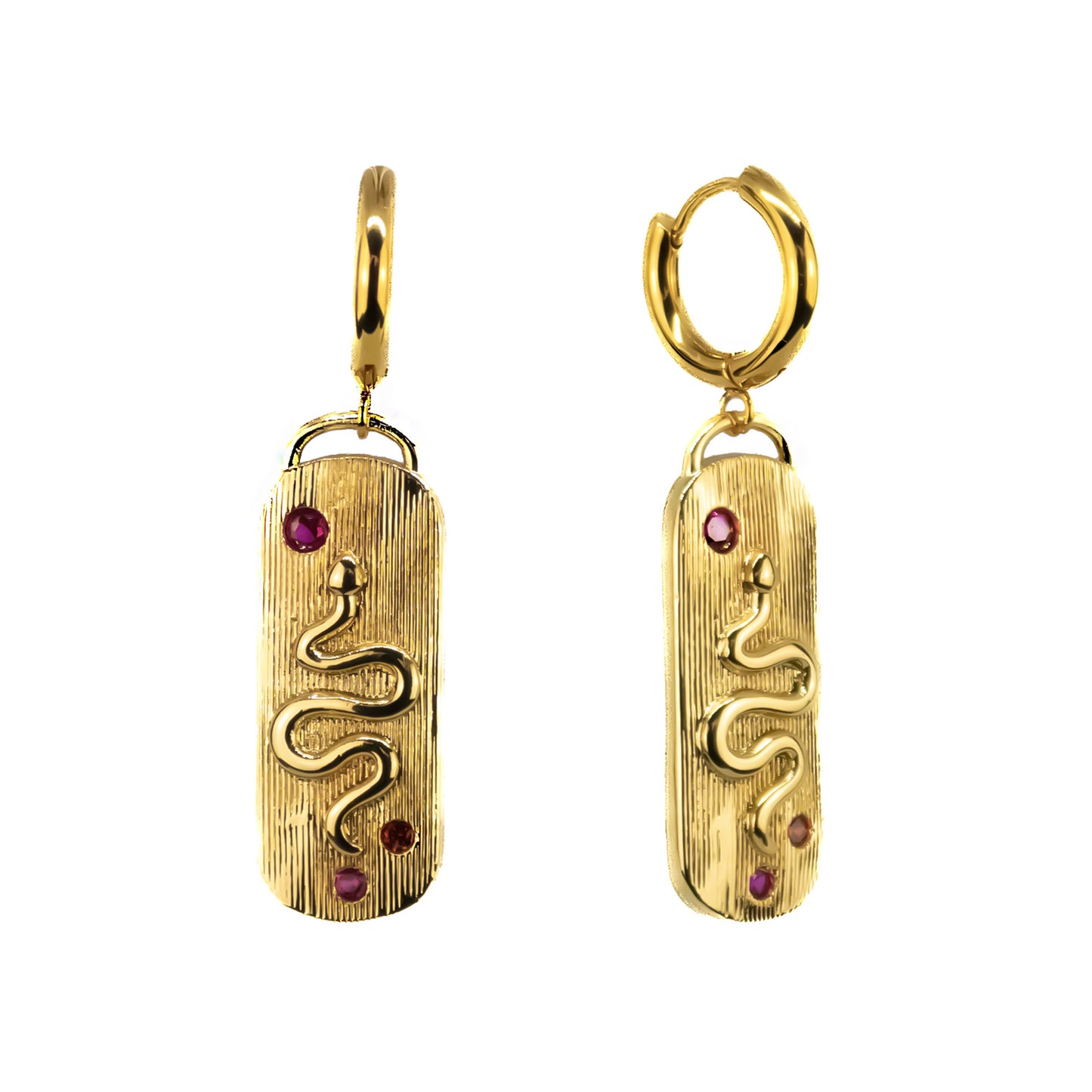 Set Oorringen met Roze Slang Bedel