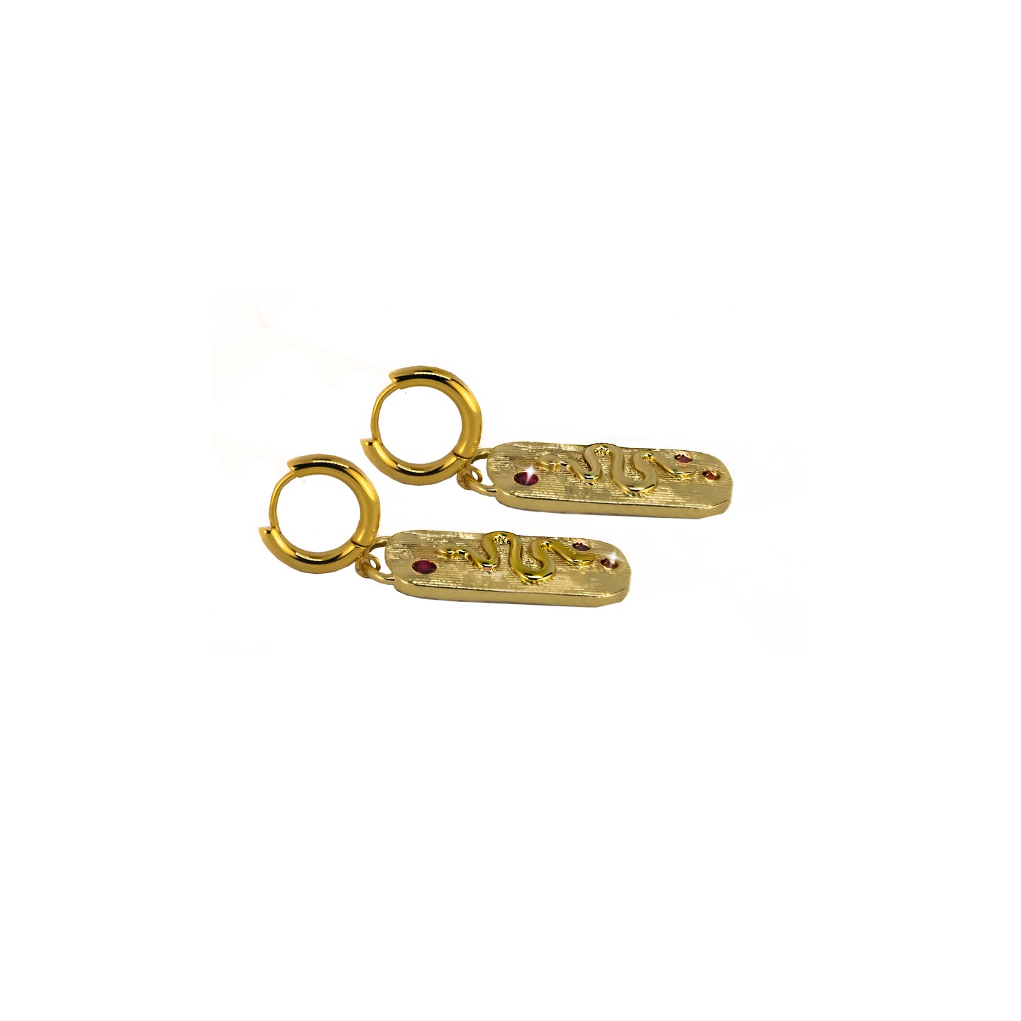 Set Oorringen met Roze Slang Bedel